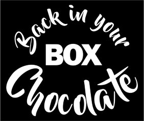 Back In Your Box Chocolate Black Tshirt Logo